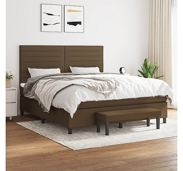 vidaXL Boxspringbett, Boxspringbett mit Matratze Dunkelbraun 160x200 cm Sto günstig online kaufen