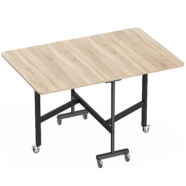 HOMCOM Esstisch Klappbar Küchentisch für 4-6 Personen mit Rollen, Stahlbein günstig online kaufen