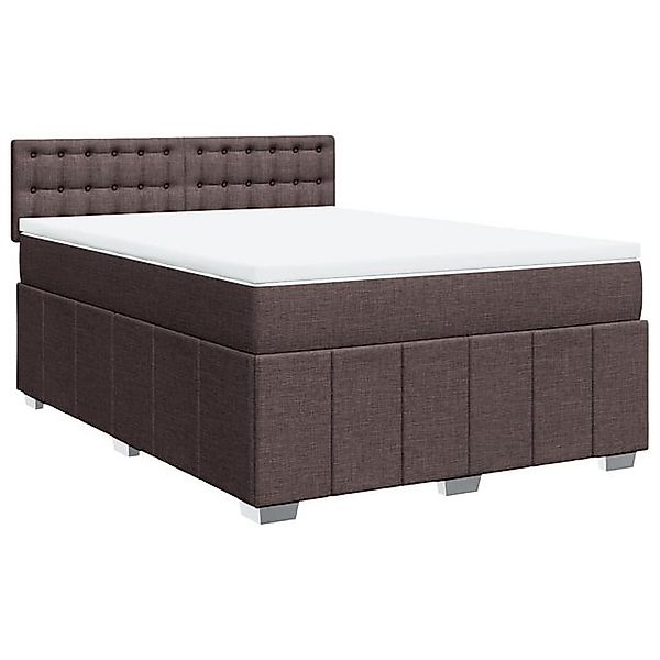 vidaXL Bett Boxspringbett mit Matratze Dunkelbraun 140x200 cm Stoff günstig online kaufen