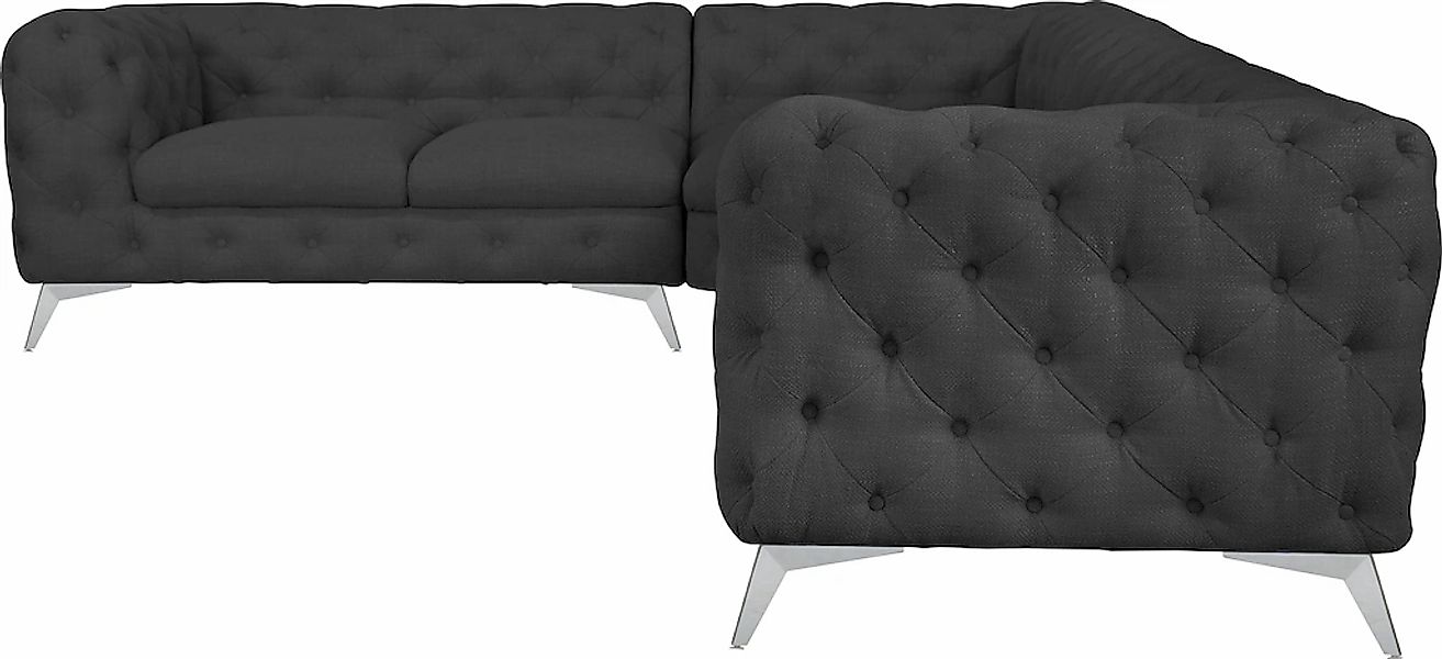 Leonique Chesterfield-Sofa "Ecksofa GLYNIS L-Form mit Wellenunterfederung, günstig online kaufen