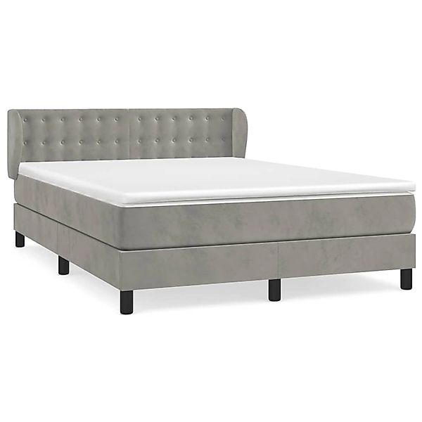 vidaXL Boxspringbett mit Matratze Hellgrau 140x200 cm Samt1394275 günstig online kaufen
