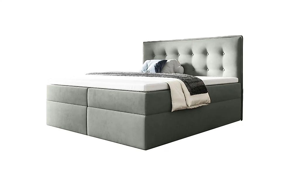 Boxbett 200x200 Grau   ¦ grau ¦ Maße (cm): B: 180 H: 110 Betten > Polsterbe günstig online kaufen