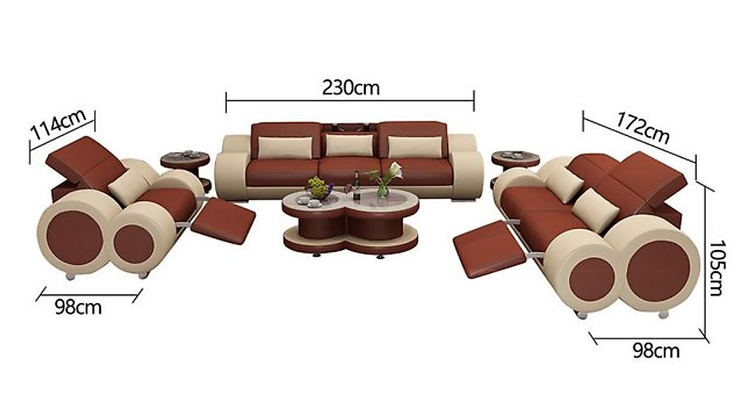 Xlmoebel Sofa Modernes Design Ledersofa Couch Set mit 3-Sitzer, 2-Sitzer un günstig online kaufen