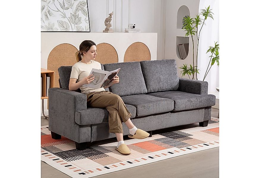 HOMCOM Sofa Couch mit Armlehnen, Becherhalter, Polstersofa 1 Teile, für Woh günstig online kaufen