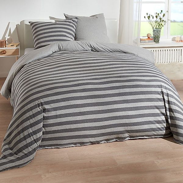 TRAUMSCHLAF Bettwäsche Melange-Stripe Stone, Jersey, 2 günstig online kaufen