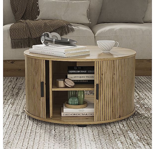 Vicco Couchtisch Selva, Eiche, 80 x 80 cm mit Schiebtür (1-St) günstig online kaufen