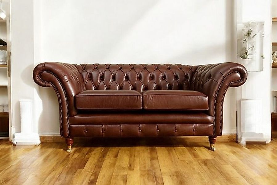 JVmoebel Chesterfield-Sofa Chesterfield Sofa 2 Sitzer Sofa Ledersofa Couche günstig online kaufen