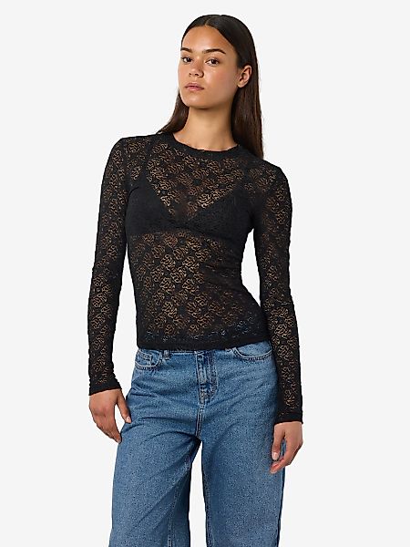 Noisy may Spitzenshirt "NMJUDITH L/S LACE TOP NOOS" Kunstfaser, regular fit günstig online kaufen