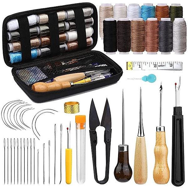 NUODWELL Nähkästchen Leder-Nähset, 48-teiliges Hochleistungs-Nähset, Leder günstig online kaufen