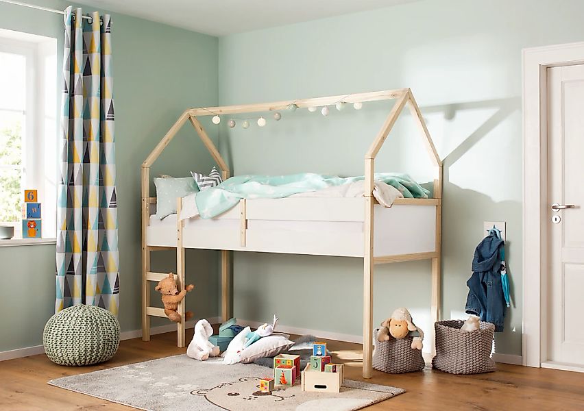 Lüttenhütt Hochbett "Janne", Kiefernholz, Einzelbett, inklusive Holzleiter, günstig online kaufen