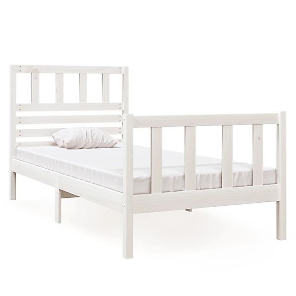 vidaXL Bettgestell, Massivholzbett Weiß 75x190 cm günstig online kaufen