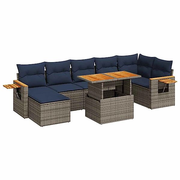 vidaXL 8-Tlg Garten-Sofagarnitur mit Kissen Braun Poly Rattan Akazie 332763 günstig online kaufen