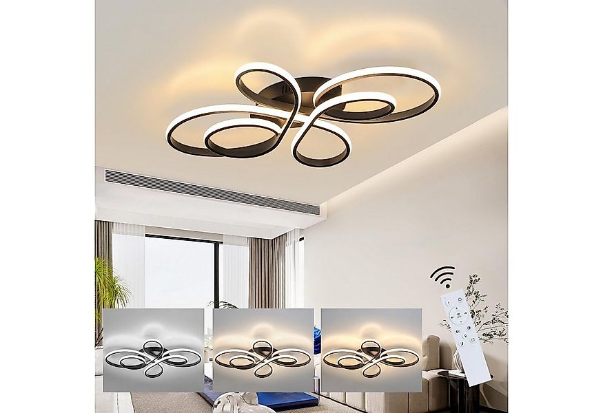 Nettlife LED Deckenleuchte Schwarz Dimmbar Wohnzimmer 65W Modern 40/66/80/1 günstig online kaufen