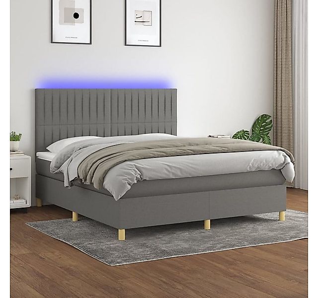 vidaXL Boxspringbett Bett Boxspringbett mit Matratze & Topper & LED (160 x günstig online kaufen