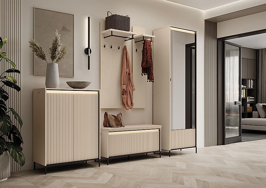 Compleo Garderoben-Set beige,Flurgarderobe mit Sitzbank, 2x Schrank,Kleider günstig online kaufen