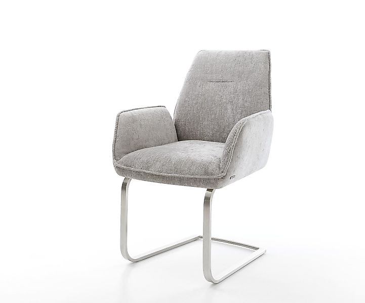 Freischwinger Zoa-Flex Chenille Silbergrau Freischwinger flach Edelstahl Ta günstig online kaufen