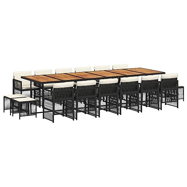 vidaXL 17-Tlg Garten-Essgruppe mit Kissen Schwarz Poly Rattan 3211011 günstig online kaufen