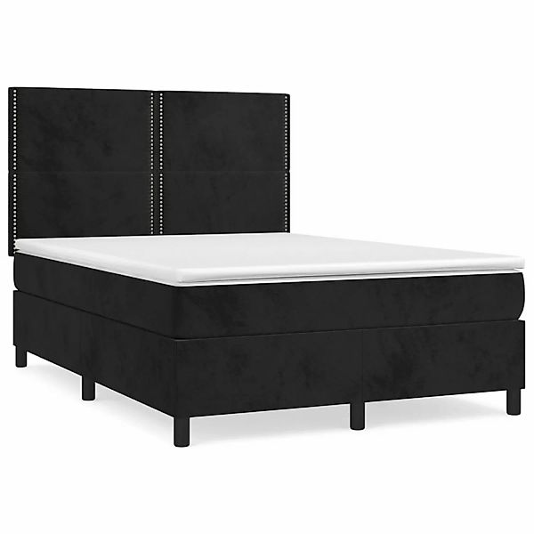 vidaXL Boxspringbett mit Matratze Schwarz 140x200 cm Samt1398565 günstig online kaufen