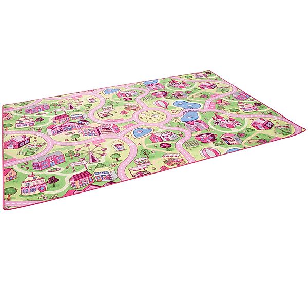 Snapstyle Kinder Spiel Teppich Girls Village Rosa 80x240cm günstig online kaufen
