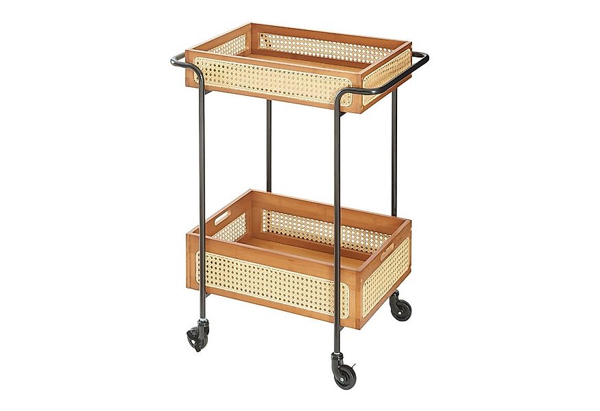 en.casa Servierwagen, »Tervola« Bambus Metall 81 x 61 x 39 cm in Rattanopti günstig online kaufen
