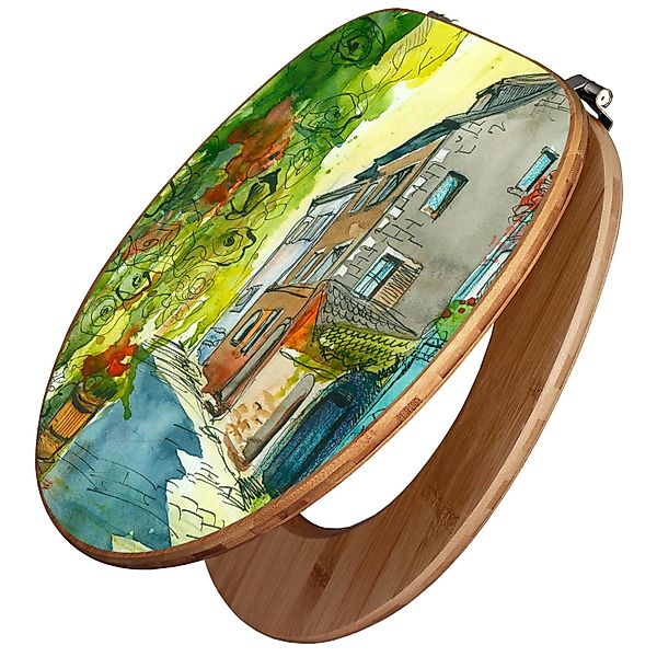 Banjado Design WC Sitz Bambus Toilettendeckel Toilettensitz Bambus Holz Klo günstig online kaufen