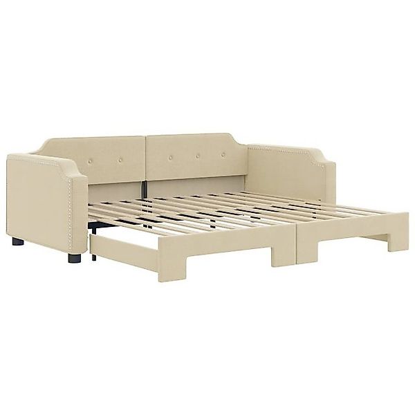 vidaXL Bett, Tagesbett Ausziehbar Creme 100x200 cm Stoff günstig online kaufen