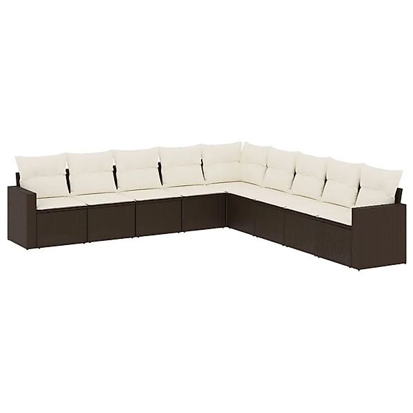 vidaXL 9-Tlg Garten-Sofagarnitur mit Kissen Braun Poly Rattan 3251430 günstig online kaufen