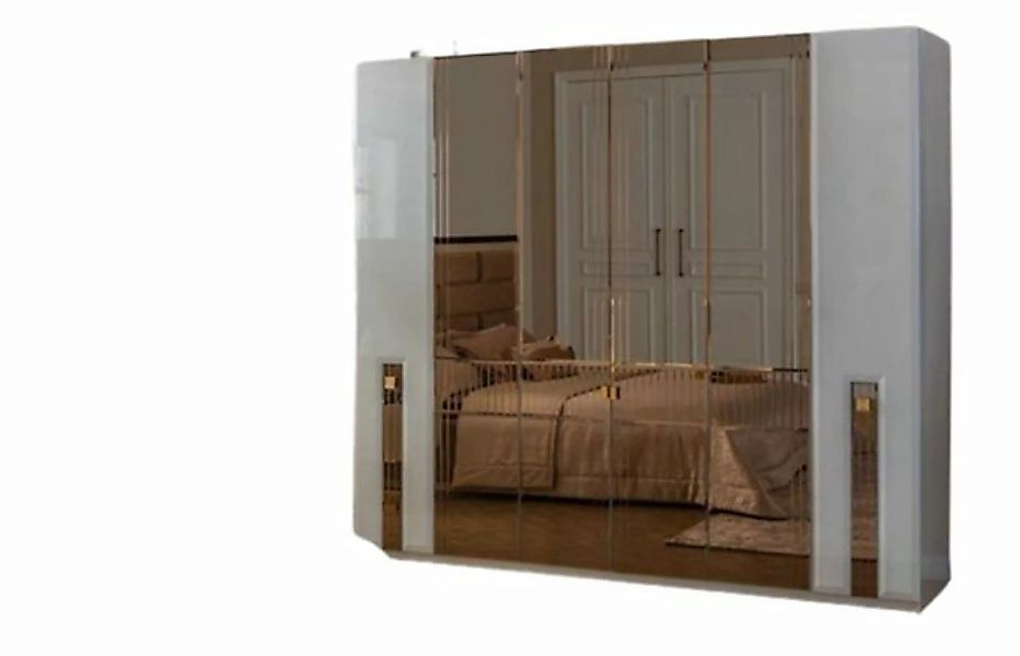 JVmoebel Kleiderschrank Luxuriöser Weißer Kleiderschrank Schlafzimmer Glass günstig online kaufen