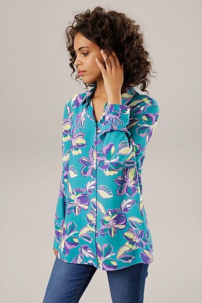 Aniston CASUAL Hemdbluse, mit farbharmonischen Blüten und Blättern bedruckt günstig online kaufen