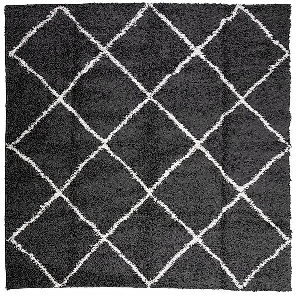 vidaXL Teppich Shaggy Hochflor Modern Schwarz und Creme 120x120 cm 375409 günstig online kaufen