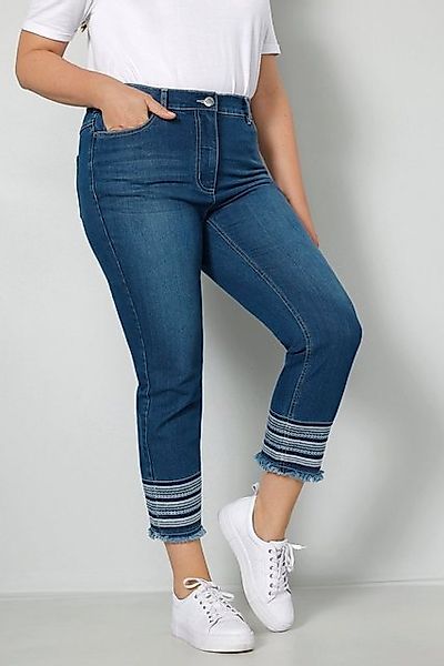 MIAMODA Regular-fit-Jeans 3/4-Jeans Slim Fit Saumstickerei günstig online kaufen