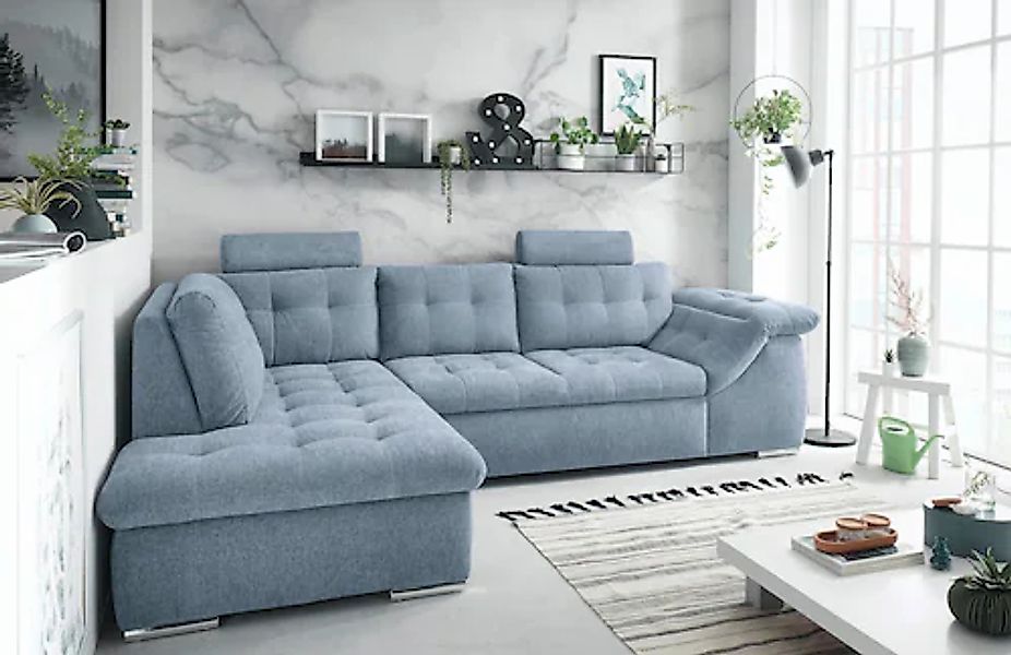 ED EXCITING DESIGN Ecksofa »Oman L-Form« mit Bettfunktion, Bettkasten, Armt günstig online kaufen