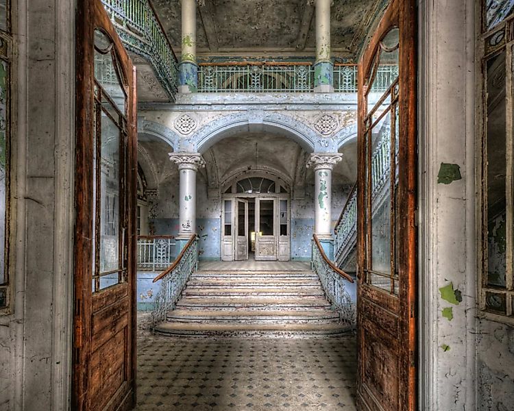 Fototapete "Villa Eingang" 4,00x2,50 m / Strukturvlies Klassik günstig online kaufen