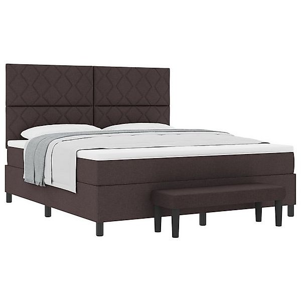 vidaXL Bett Boxspringbett mit Matratze & Bank dunkelbraun 180x200 cm Stoff günstig online kaufen