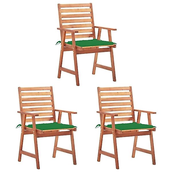 vidaXL Garten-Essstühle 3 Stk mit Kissen Massivholz Akazie 3064352 günstig online kaufen