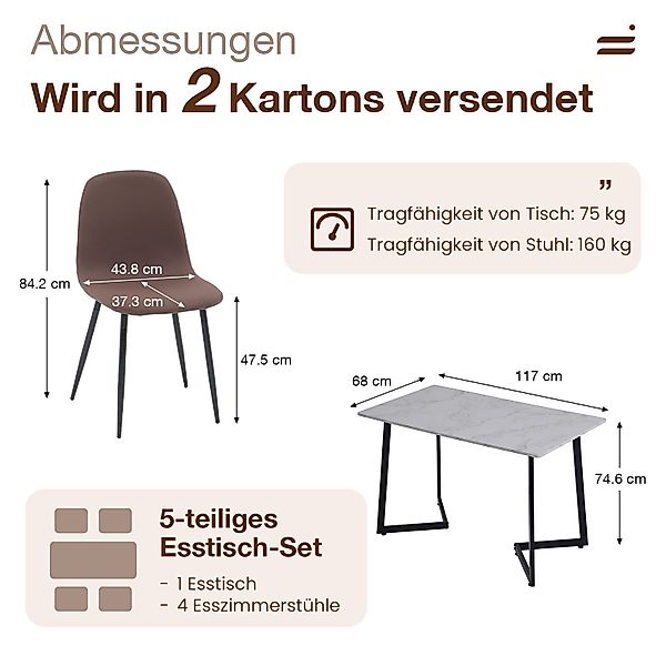 JOIVI Esstisch 5-Teiliges Esstisch Set mit günstig online kaufen