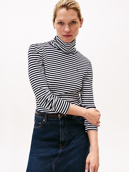 Tommy Hilfiger Langarmshirt SLIM 5X2 RIB ROLL-NK LS in gerippter Struktur günstig online kaufen