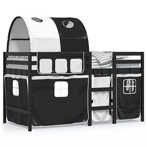 vidaXL Kinderhochbett mit Tunnel Weiß & Schwarz 90x200 cm Kiefernholz 32838 günstig online kaufen