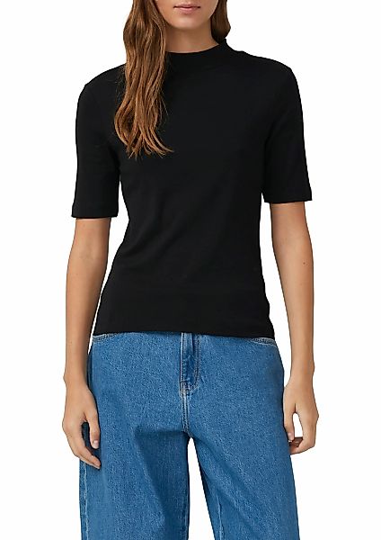 s.Oliver T-Shirt Sommershirt mit Stehkragen und in Ripp-Optik günstig online kaufen