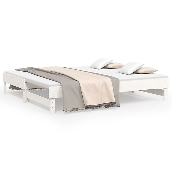 vidaXL Tagesbett Ausziehbar Weiß 2x(90x190) cm Massivholz Kiefer1370010 günstig online kaufen