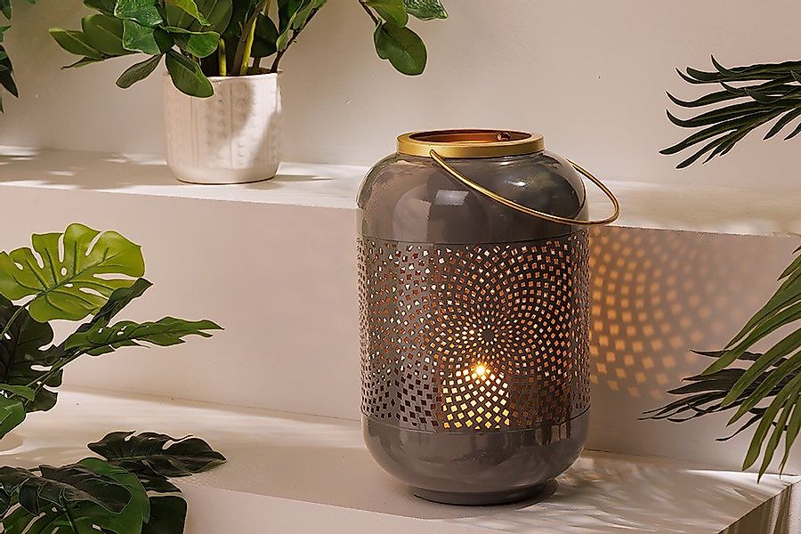 riess-ambiente Windlicht CANDLELIGHT 30cm grau / gold (Einzelartikel, 1 St) günstig online kaufen