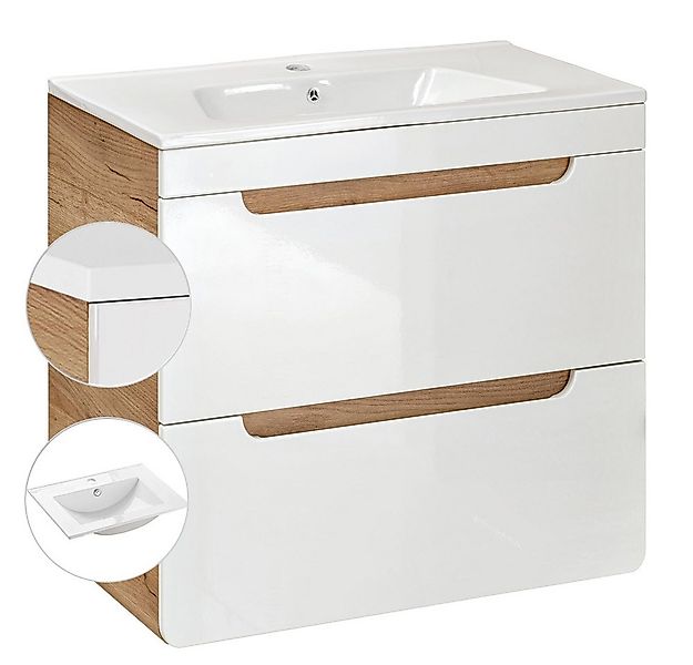 Lomadox Badmöbel-Set LUTON-56, (Spar-Set, 4-St), Wotan Eiche Nb. inkl. 61 c günstig online kaufen