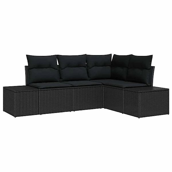vidaXL Gartensofa-Set mit Speicher 4 Stk Schwarz Poly-Rattan 3355712 günstig online kaufen