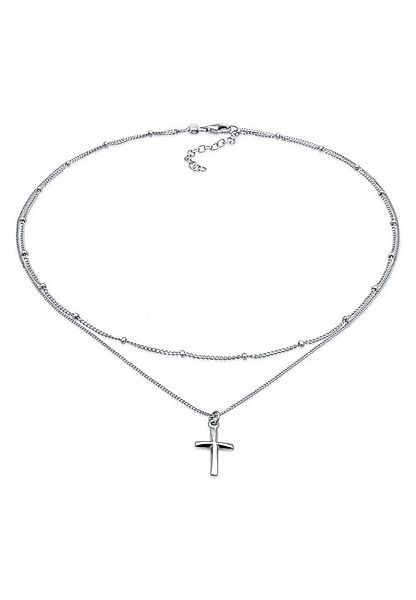 Elli Ketten-Set Layer Choker Kreuz Kugelkette 925 Silber, Kreuz günstig online kaufen