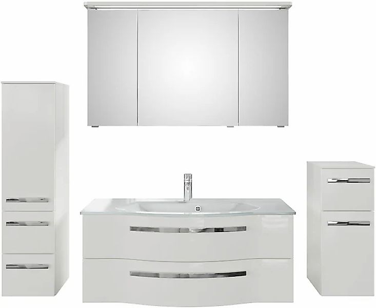 Saphir Badmöbel-Set »Serie 4005, vormontiert, Glaswaschbecken, Spiegelschra günstig online kaufen