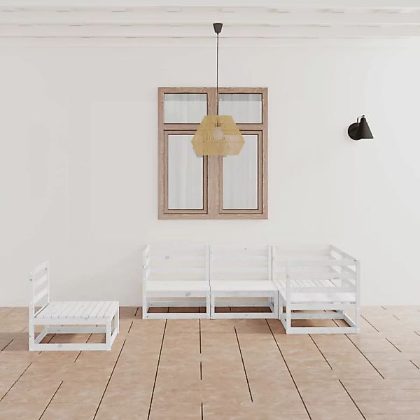 5-tlg. Garten-lounge-set Weiß Kiefer Massivholz günstig online kaufen
