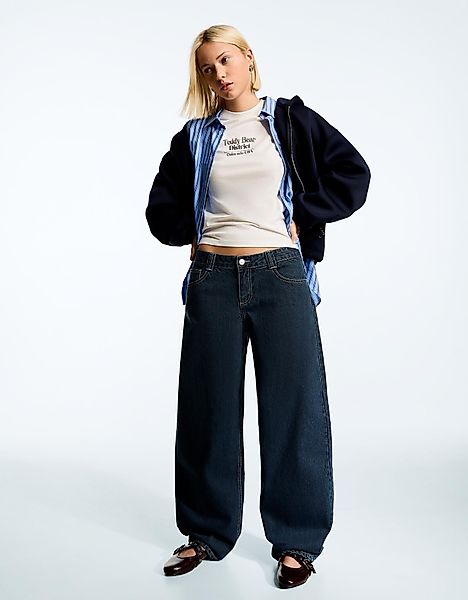 Bershka Baggy-Jeans Mit Stehkragen Damen 38 Marinenblau günstig online kaufen