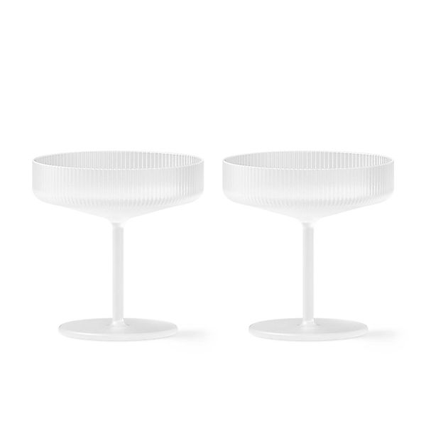 ferm LIVING Sektschale Ripple, weiß, 150 ml, Glas, 2er-Set günstig online kaufen