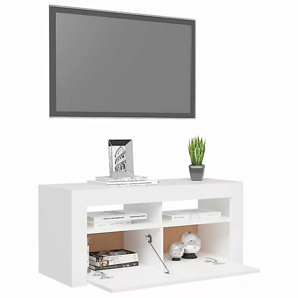 DOTMALL TV-Schrank TV-Schrank mit LED-Leuchten Weiß 90x35x40 cm günstig online kaufen