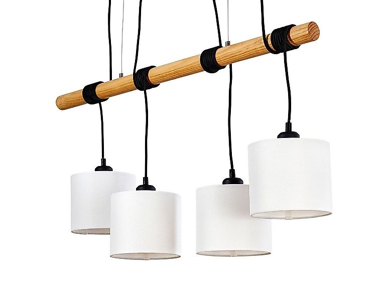 hofstein Pendelleuchte »Savuto« Hängelampe aus Metall/Holz/Textil in Weiß/N günstig online kaufen